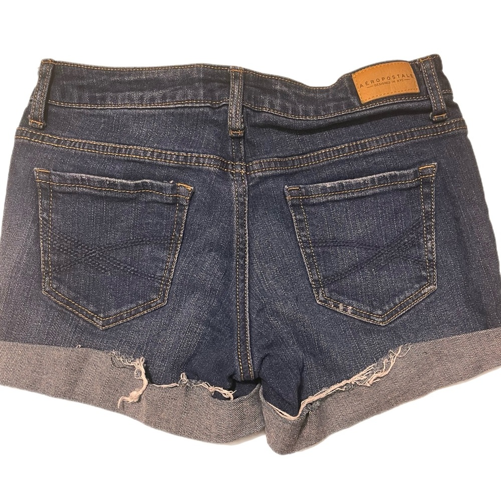 Aeropostale Medium Wash Cuffed Denim MIDI Shorts